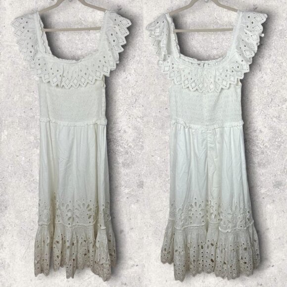 NEW Sea New York White Eyelet Smocked Maxi Dress Size XL Shopbop Boho Wedding - Picture 5 of 14
